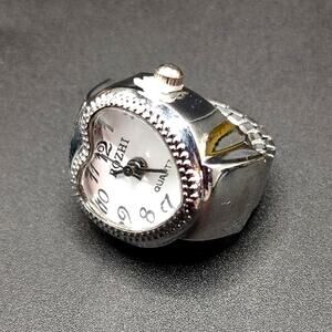Silver White Heart Ring Watch Vintage 90's Y2K Valentines Day Anniversary Gift